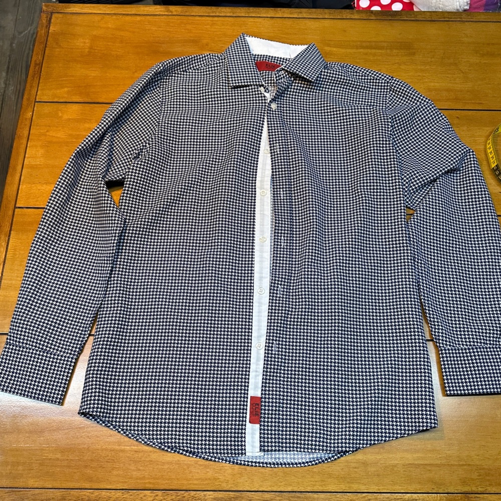 Tailored Black & White Houndstooth Men’s Dress Shirt